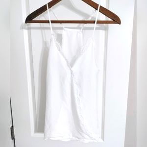 Lace Feathered White Tank Top Women's Sz Medium